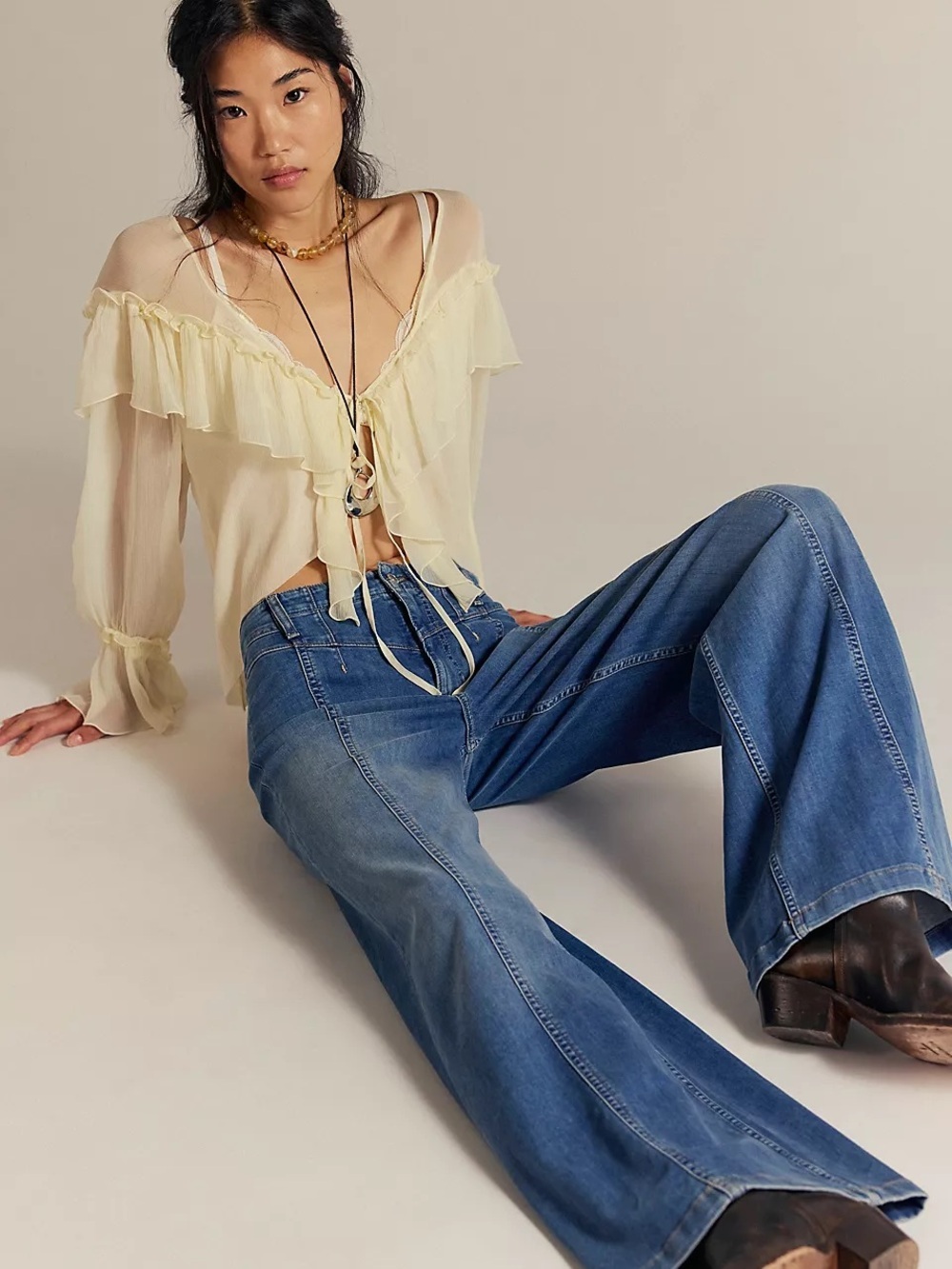 We The Free Wide-Leg Mid Blue Denim Jeans